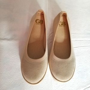 Gianni Bini Glittery Gold Microfiber Ballet Flats